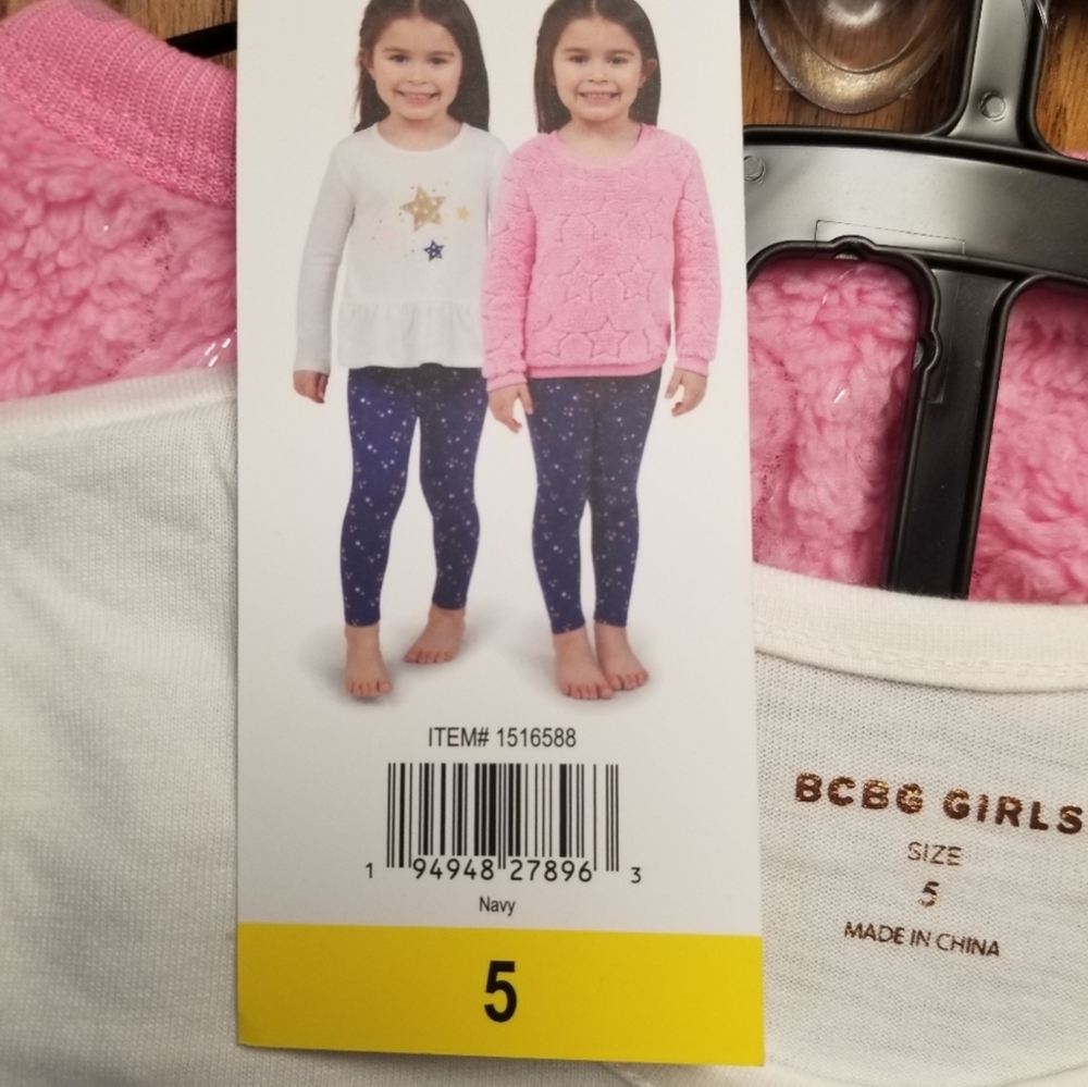 BCBG Girls 3-Piece Plush Set, Pink Sweater, Cream Tunic & Blue Leggings, - Picture 7 of 8